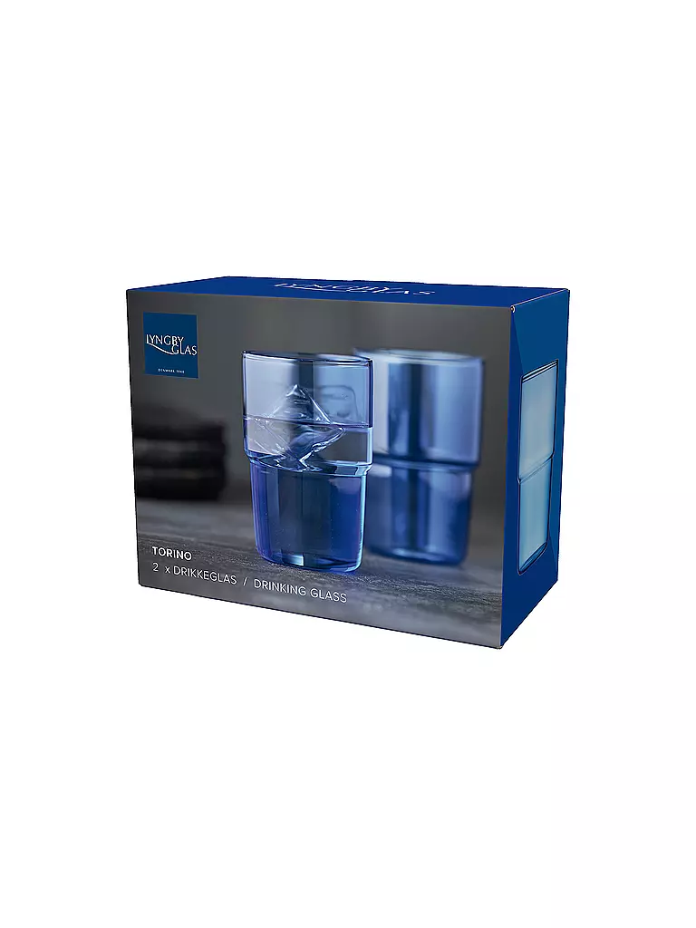 LYNGBY GLAS | Trinkglas 2er Set TORINO 40 cl Blau  | blau
