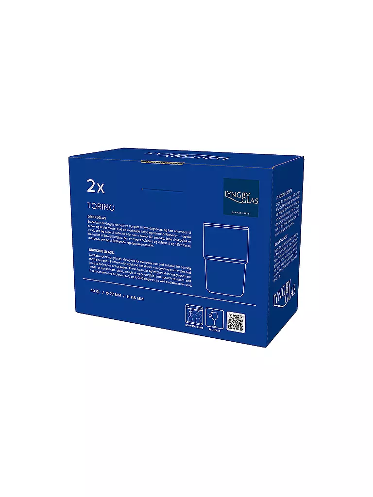 LYNGBY GLAS | Trinkglas 2er Set TORINO 40 cl Blau  | blau