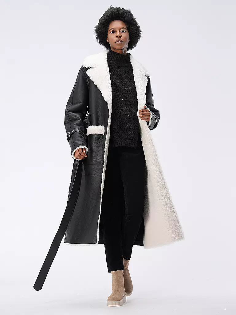 MACKAGE | Shearling Mantel SABREEN | schwarz