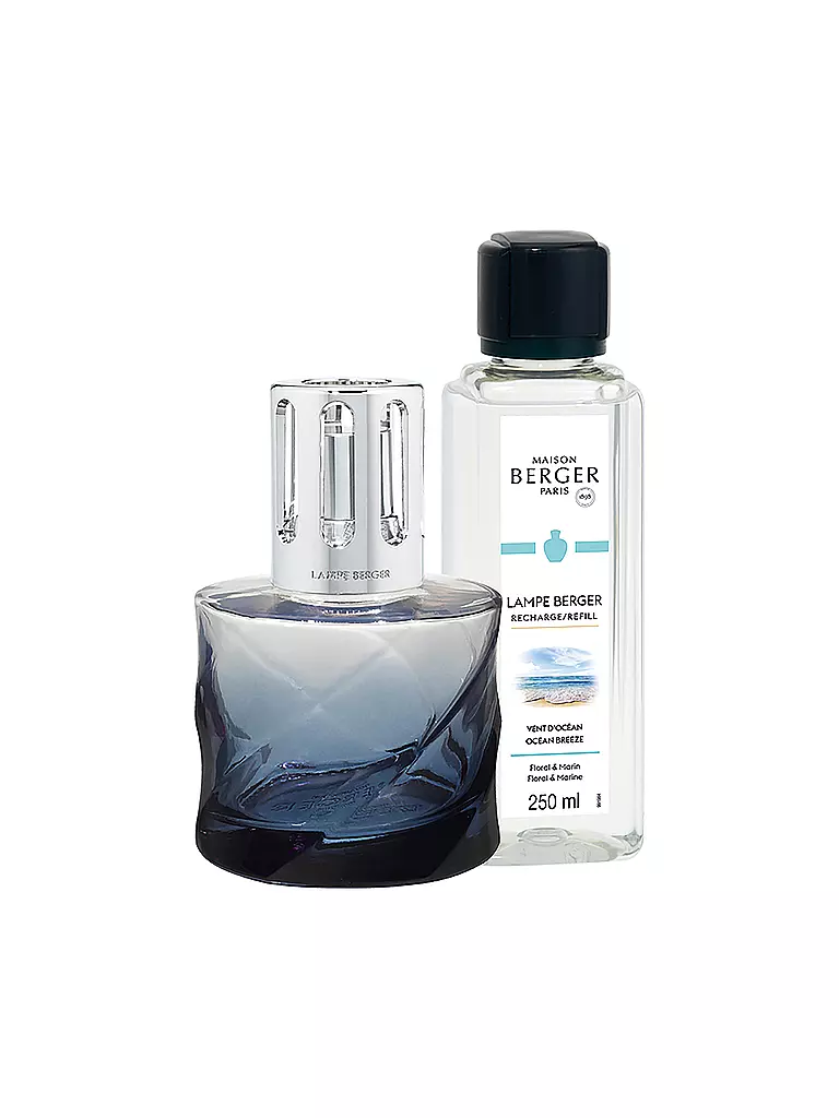 MAISON BERGER PARIS | Lampe Berger Set FLACON SPIRALE BLEUE +250ml Vent D' Ocean | hellblau