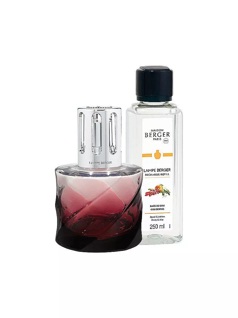 MAISON BERGER PARIS | Lampe Berger Set FLACON SPIRALE GRENAT +250ml  Baies de Goji | beere