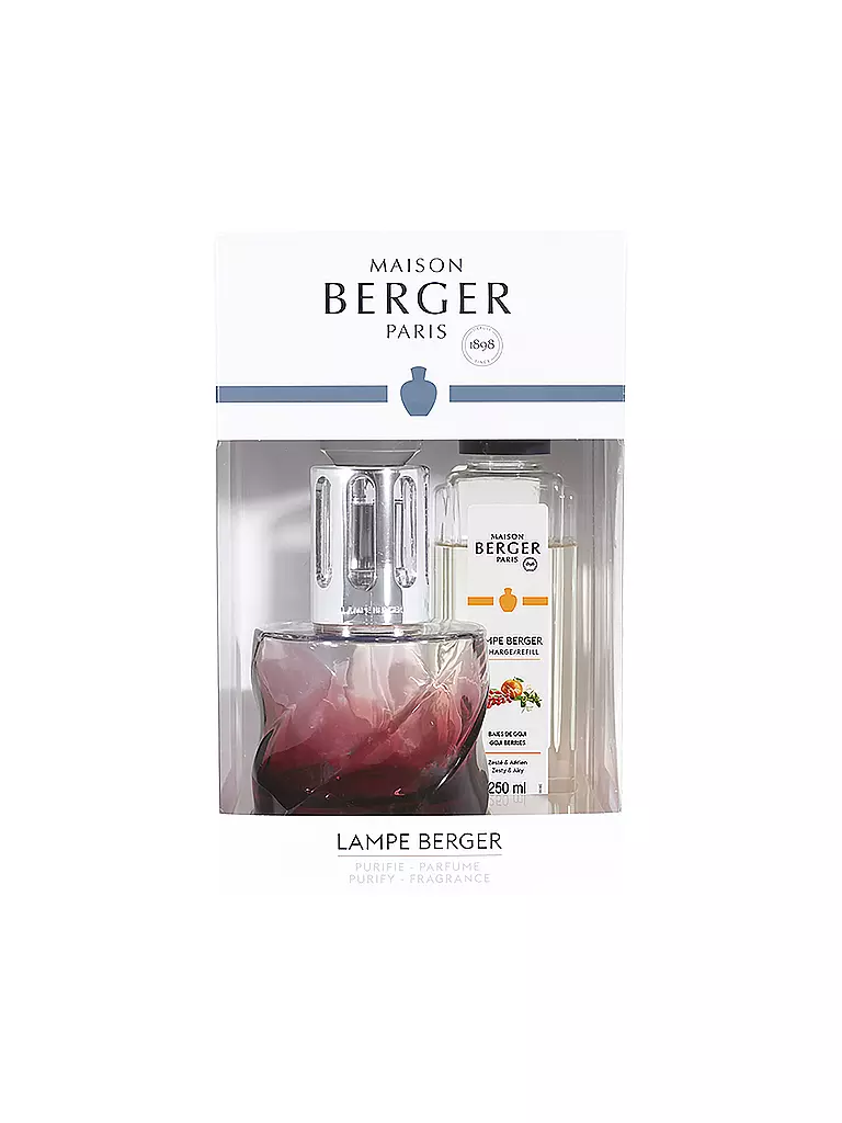 MAISON BERGER PARIS | Lampe Berger Set FLACON SPIRALE GRENAT +250ml  Baies de Goji | beere