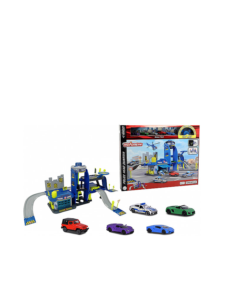 MAJORETTE Creatix Polizeistation mit 5 Autos