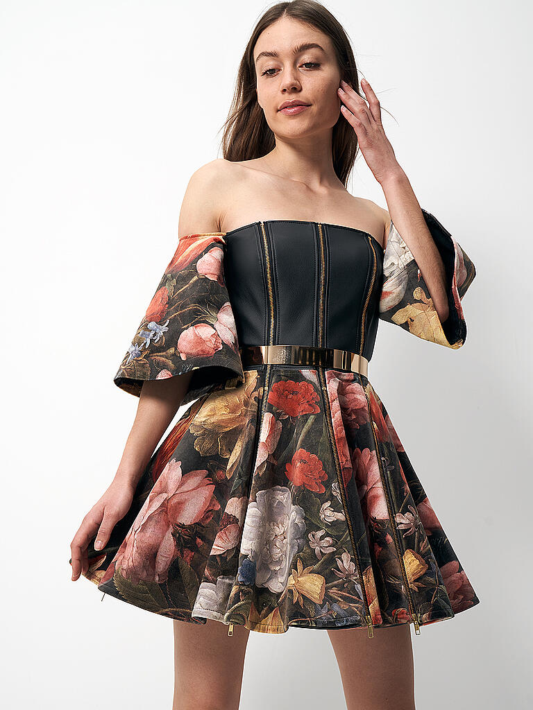 MANUEL ESSL DESIGN | Kleid Biker Floral | bunt