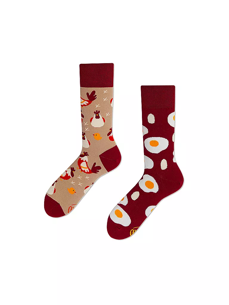 MANY MORNINGS | Damen Socken EGG AND CHICKEN dunkelrot | dunkelrot