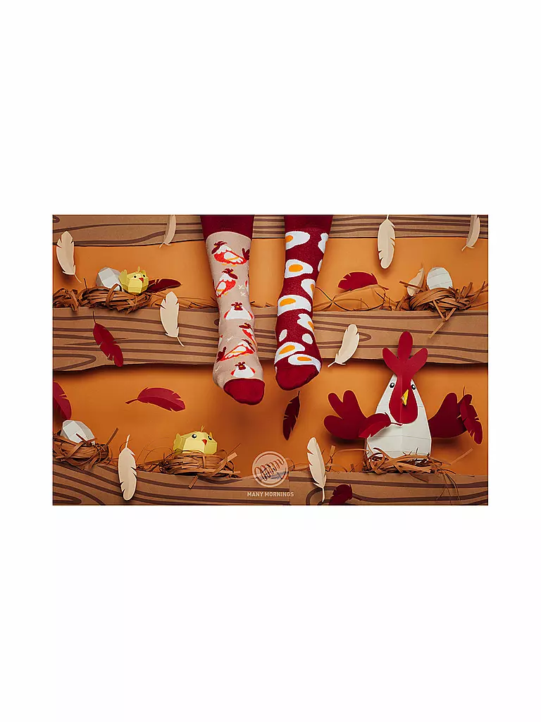 MANY MORNINGS | Damen Socken EGG AND CHICKEN dunkelrot | dunkelrot