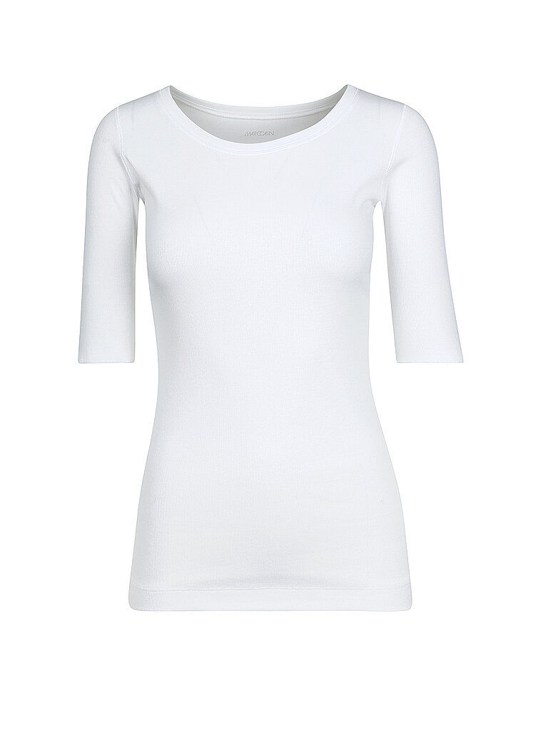 Marc Cain Essentials Damen T-Shirt +E4809J50, Weiß (White 100), 44 (6)