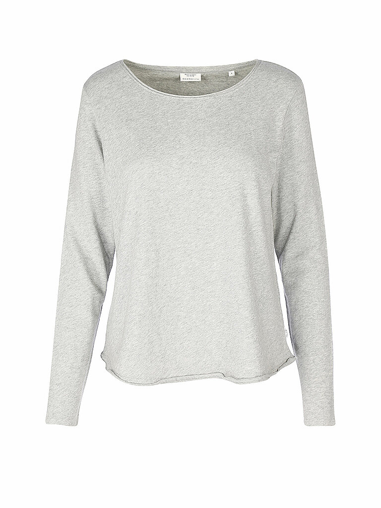Marc O'Polo Denim Damen Langarmshirt aus Bio-Baumwolle mit U-Boot-Ausschnitt, Grau (Grau), XS