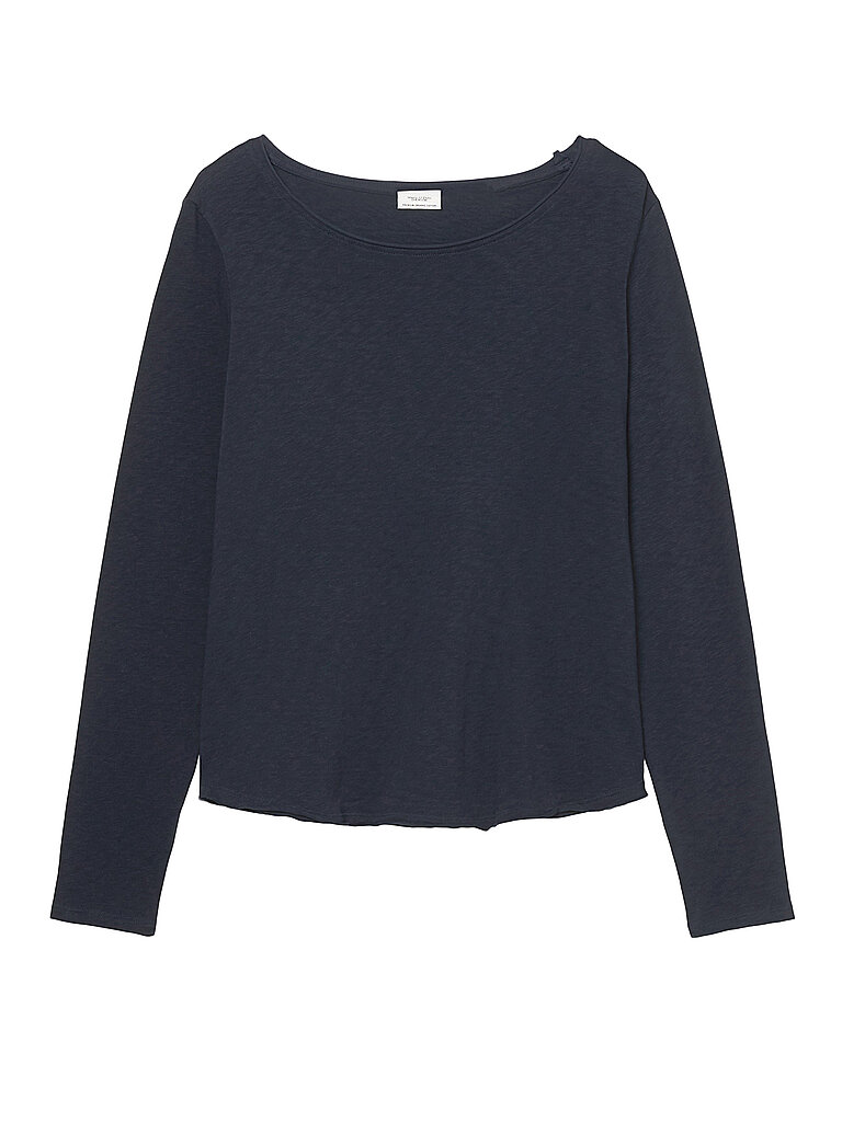 Marc O'Polo Denim Damen Langarmshirt aus Bio-Baumwolle mit U-Boot-Ausschnitt, Blau (Scandinavian Blue), S