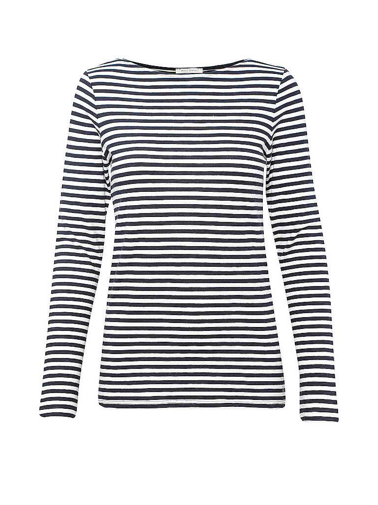 Marc OߴPolo Damen Langarmshirt mit U-Boot-Ausschnitt gestreift, Mehrfarbig (Multi/Night Sky), S