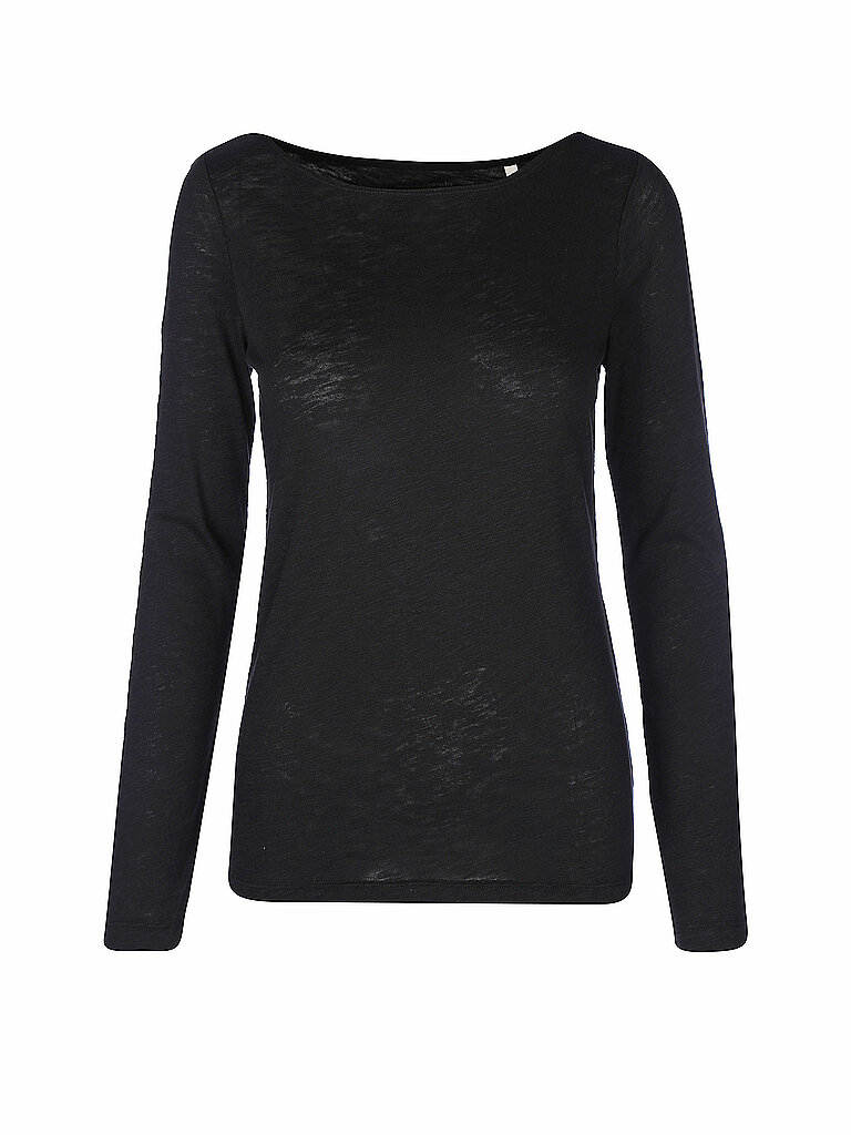Marc O'Polo Damen Langarmshirt aus Bio-Baumwolle Unterziehshirt, Schwarz (Black), L
