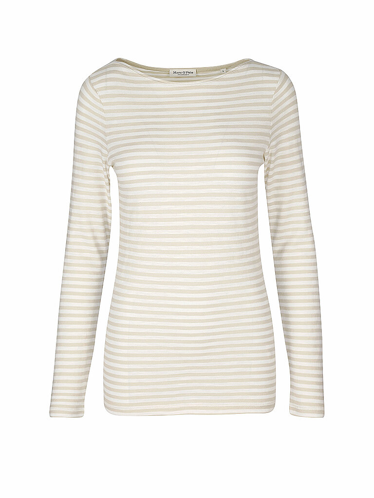 Marc O'Polo Damen Langarmshirt mit U-Boot-Ausschnitt gestreift, Mehrfarbig (Multi/Off-White), XS