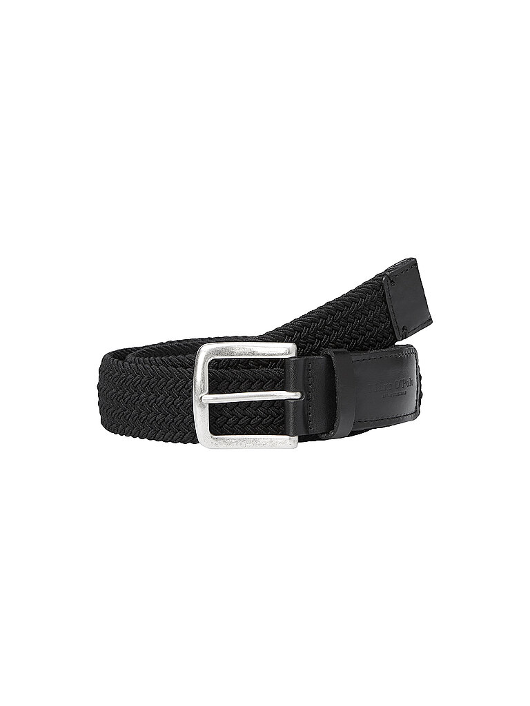 Marc O'Polo Herren Gürtel geflochten aus Stoff, Schwarz (Black), 100