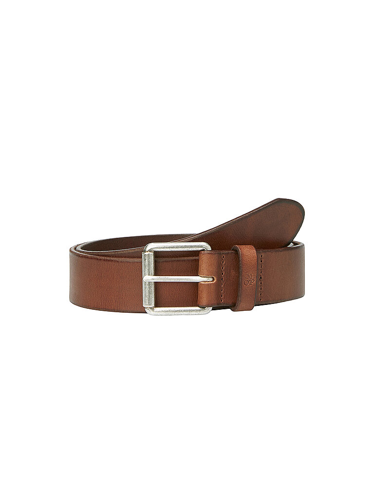Marc O'Polo Herren Gürtel aus Leder mit Metall-Schnalle, Braun (Oyster Gray), 85 cm