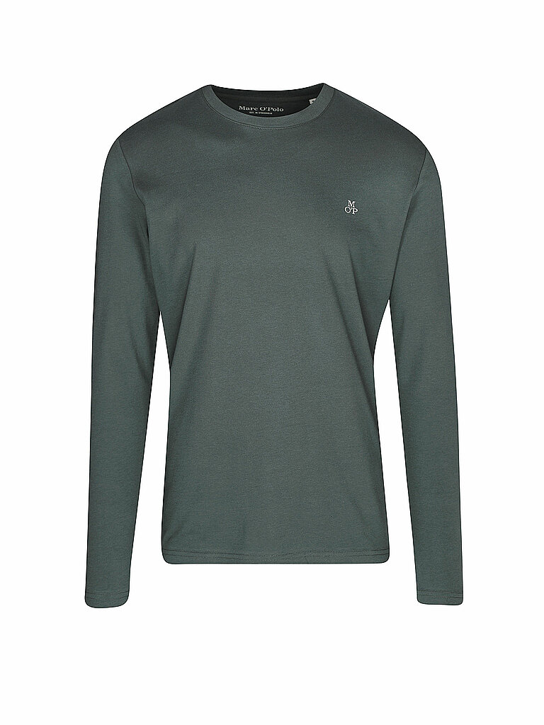 Marc O'Polo Herren Langarmshirt aus Bio-Baumwolle mit Rundhalsausschnitt, Grün (Mangrove), M