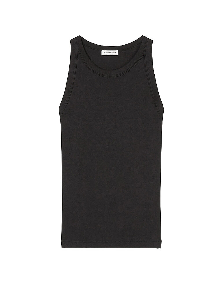 Marc OߴPolo Damen Tanktop aus Bio-Baumwolle mit hohem Rundhalsausschnitt, Schwarz (Black), S