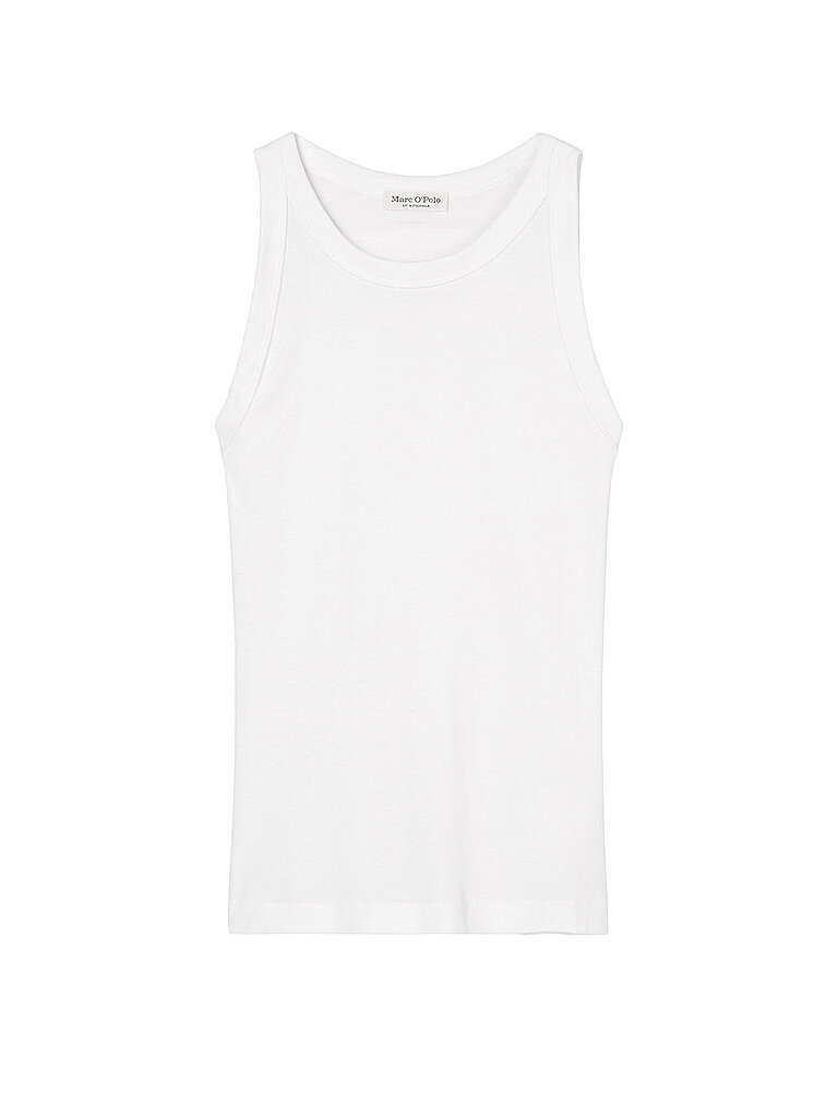 Marc OߴPolo Damen Tanktop aus Bio-Baumwolle mit hohem Rundhalsausschnitt, Weiß (White), XS