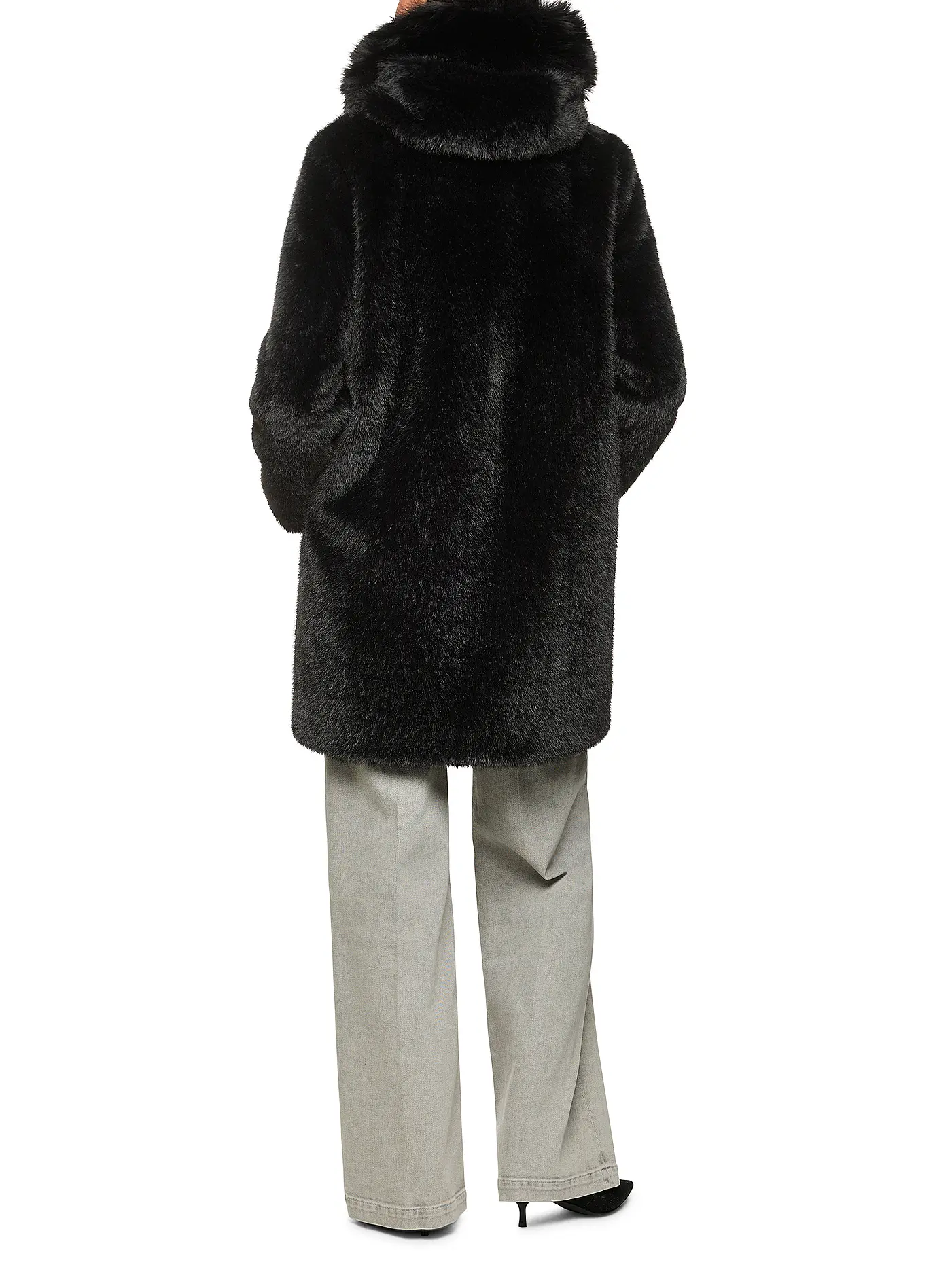 MARC CAIN  | Mantel in Felloptik | schwarz