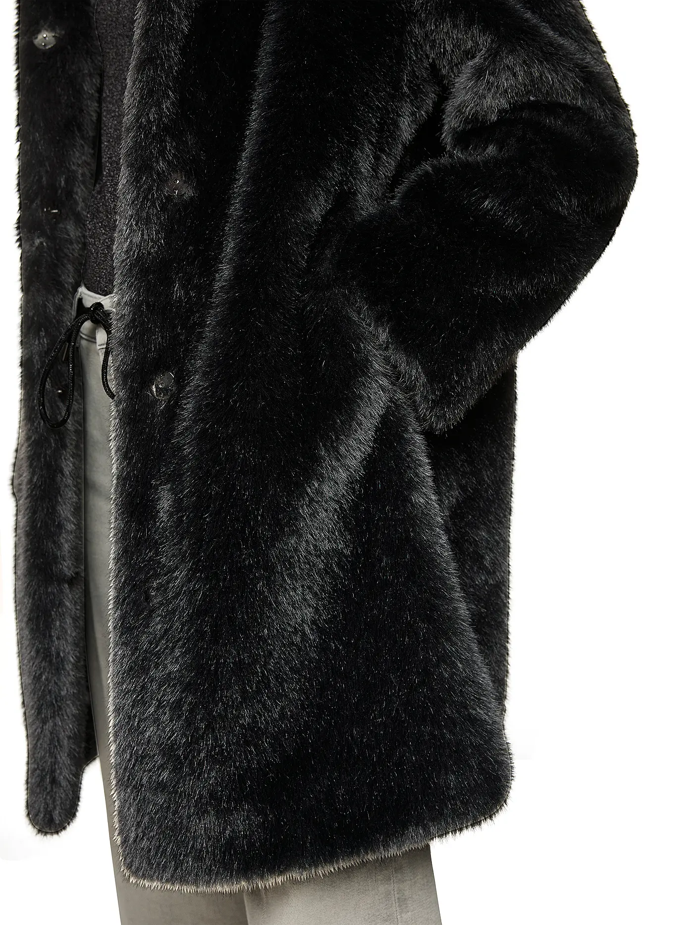 MARC CAIN  | Mantel in Felloptik | schwarz