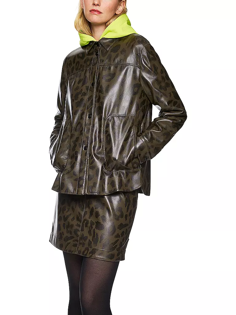 MARC CAIN | Bluse in Lederoptik | olive