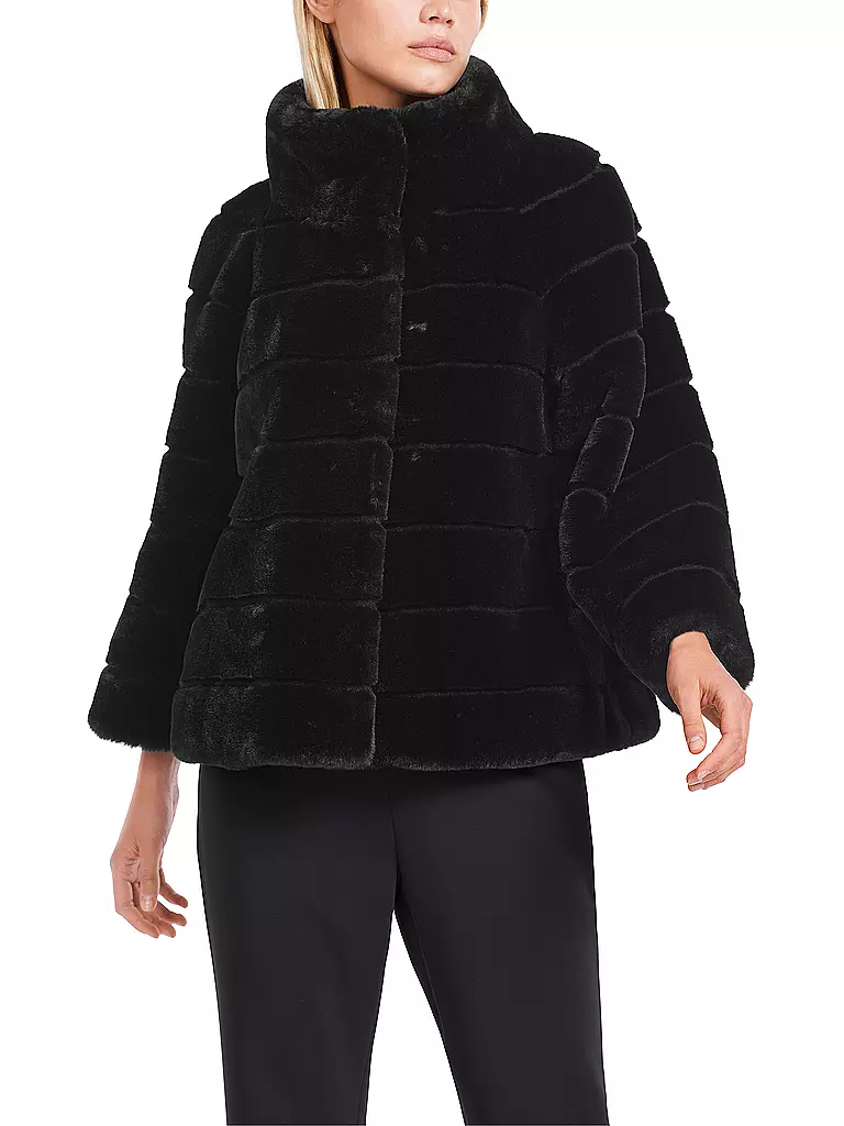 MARC CAIN | Jacke in Felloptik  | schwarz