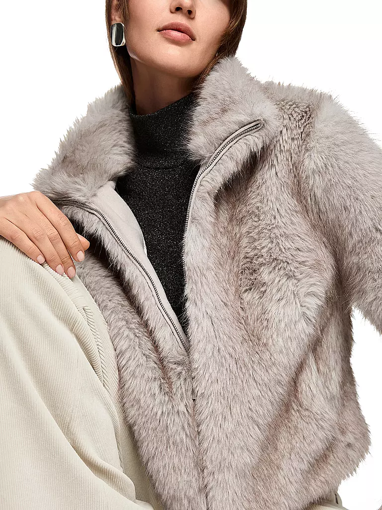 MARC CAIN | Jacke in Felloptik | hellgrau