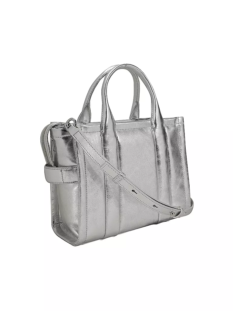 MARC JACOBS | Ledertasche - Tote Bag THE MINI TOTE LEATHER | silber
