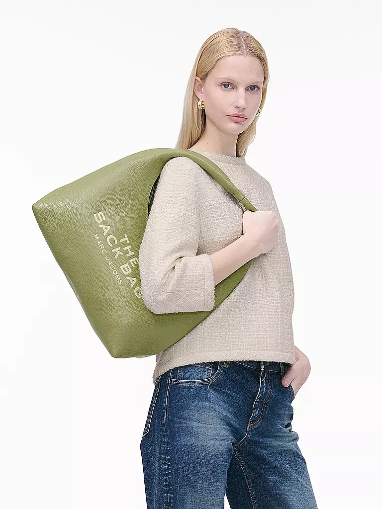 MARC JACOBS | Ledertasche - Umhängetasche THE SACK BAG | grün