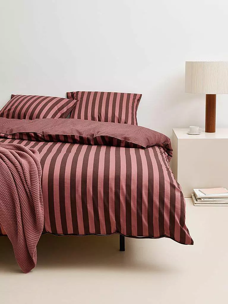 MARC O'POLO HOME | Satin Bettwäsche Classic Stripe 70x90cm / 140x200cm Warm Earth | rot