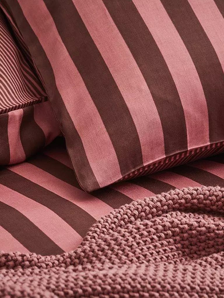 MARC O'POLO HOME | Satin Bettwäsche Classic Stripe 70x90cm / 140x200cm Warm Earth | rot