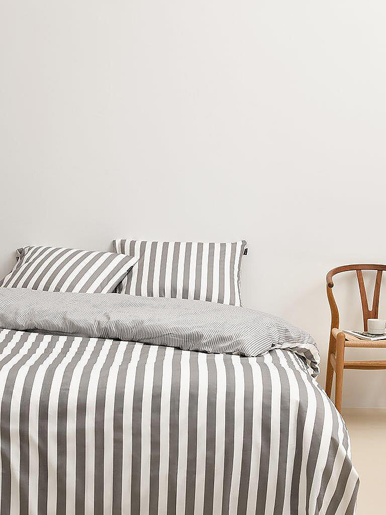 MARC O'POLO HOME | Satin-Bettwäsche "Classic Stripe" 70x90cm/140x200cm  | grau