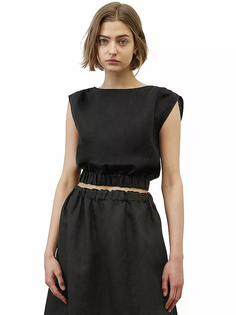 MARC O'POLO | Bluse Cropped Fit | schwarz