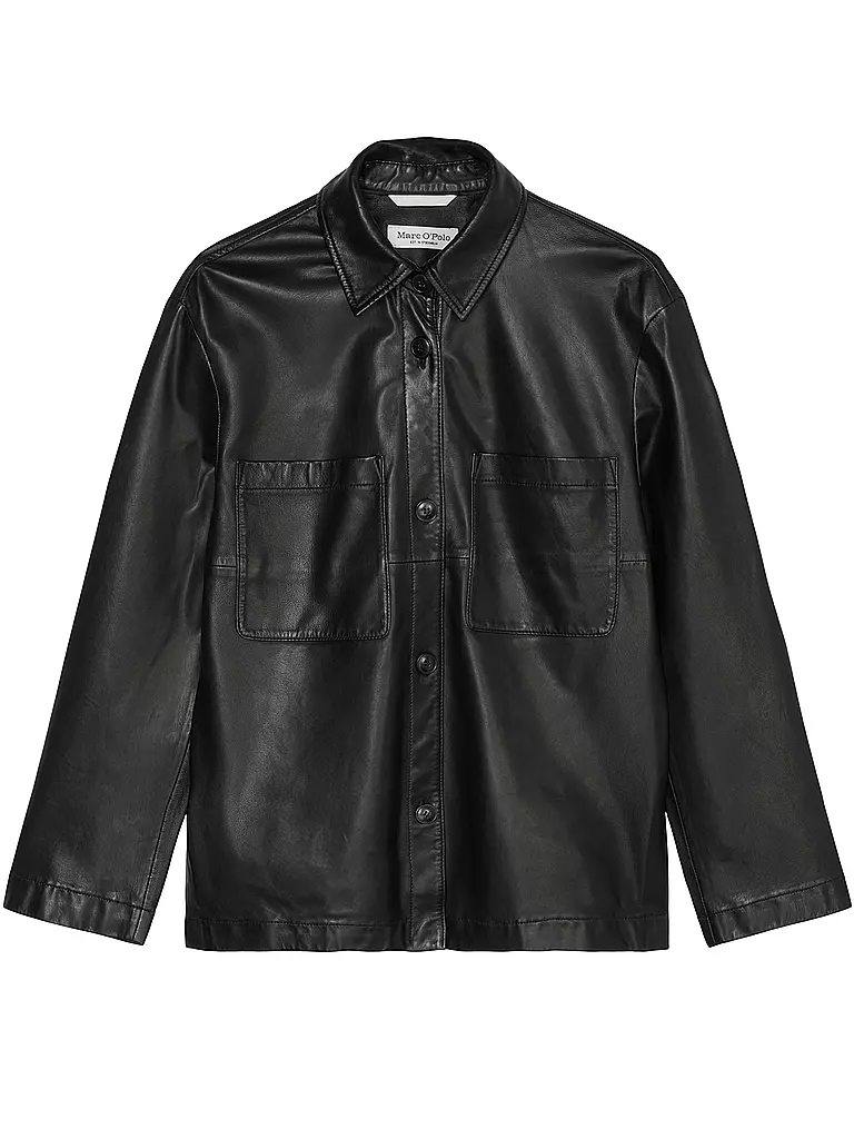 MARC O'POLO | Leder Overshirt | schwarz