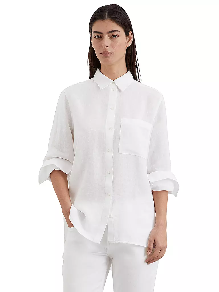 MARC O'POLO | Leinenbluse  | weiss