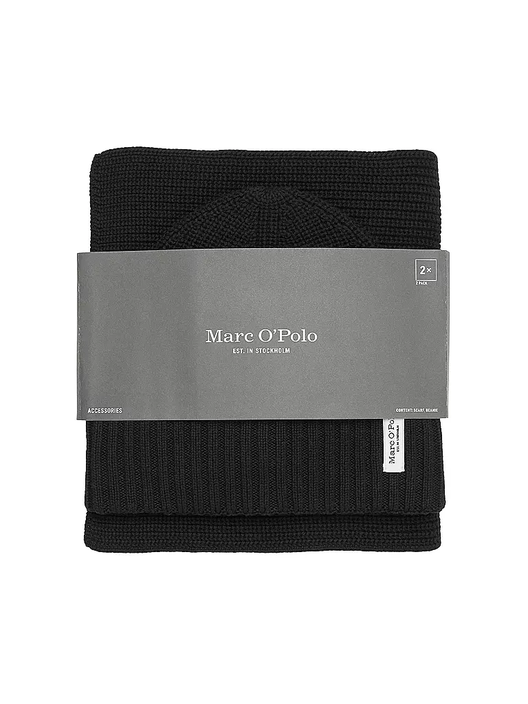 MARC O'POLO | Set 2-teilig Haube und Schal black | schwarz