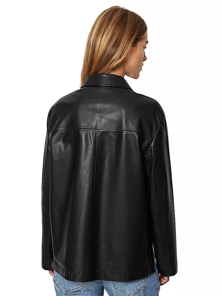 MARC O'POLO | Leder Overshirt | schwarz