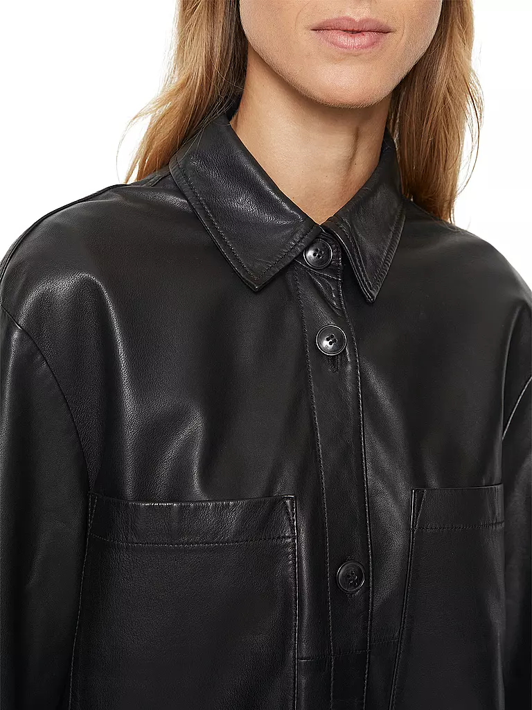 MARC O'POLO | Leder Overshirt | schwarz