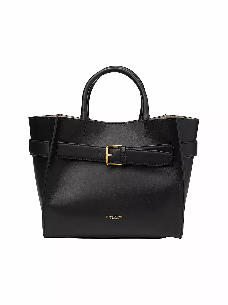 MARC O'POLO Ledertasche Shopper Medium schwarz
