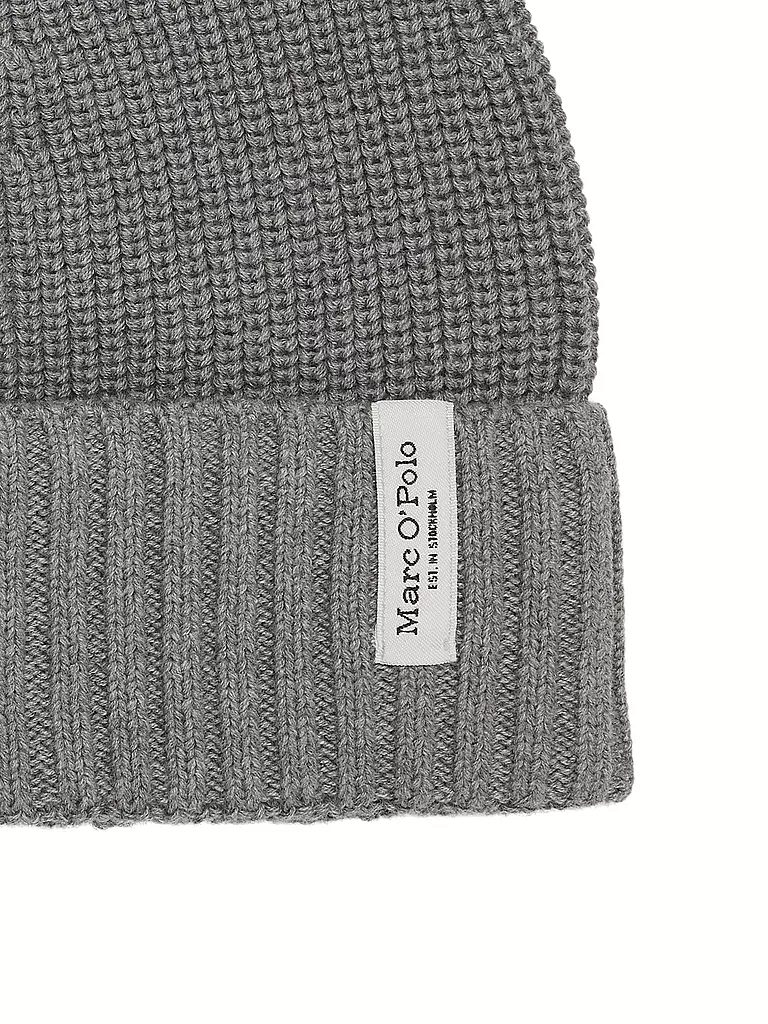 MARC O'POLO | Set 2-teilig Haube und Schal graphite grey melange | schwarz