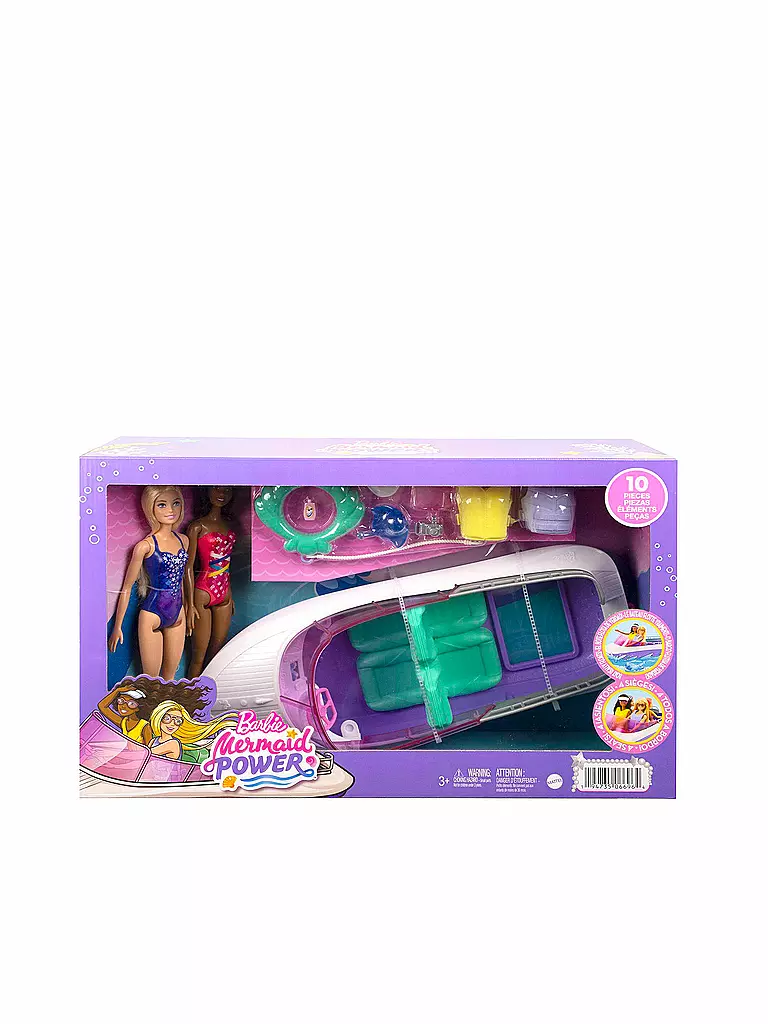 MATTEL Barbie „Meerjungfrauen Power&quot; Boot mit 2 Puppen SN8929