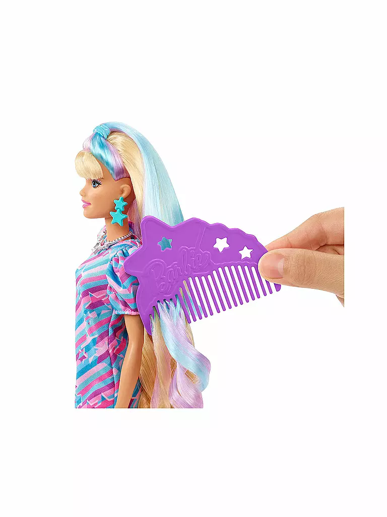MATTEL Barbie Totally Hair Puppe (blond) im Sternen-Print Kleid SN9812