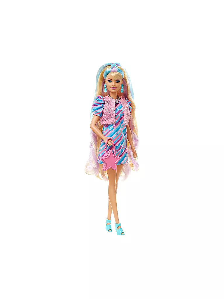 MATTEL Barbie Totally Hair Puppe (blond) im Sternen-Print Kleid SN9812