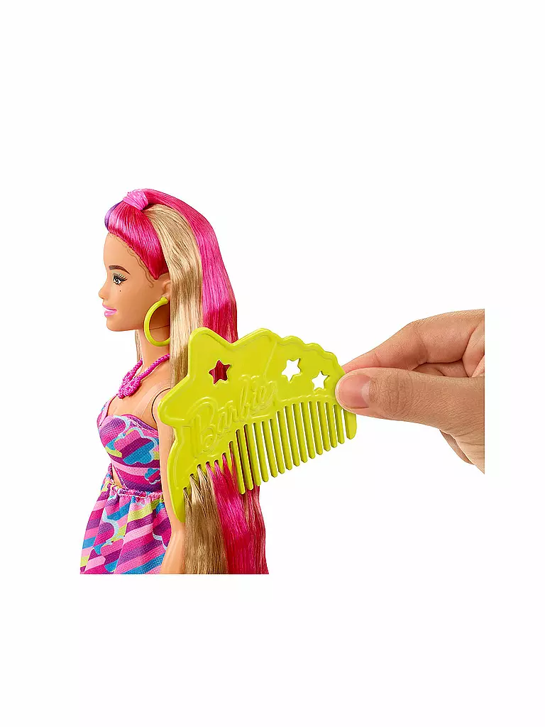 MATTEL Barbie Totally Hair Puppe (brünett) im Blumen-Print Kleid SN9934