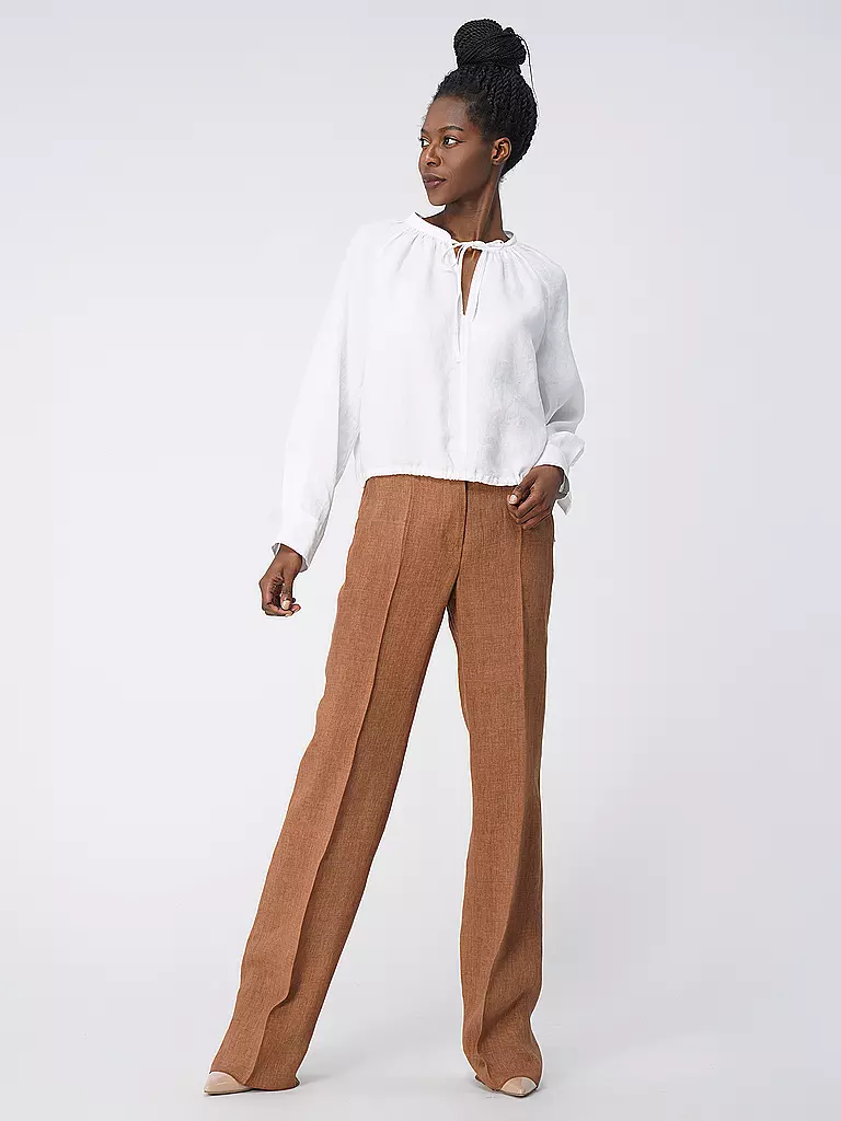 MAX MARA STUDIO | Leinen Marlenehose Alcano | braun