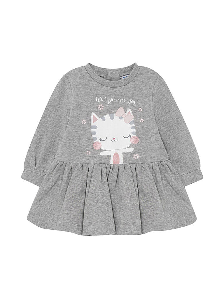 Mädchen Mit Schwarzen Haaren Und Weißem Kleid MAYORAL Mädchen Kleid grau