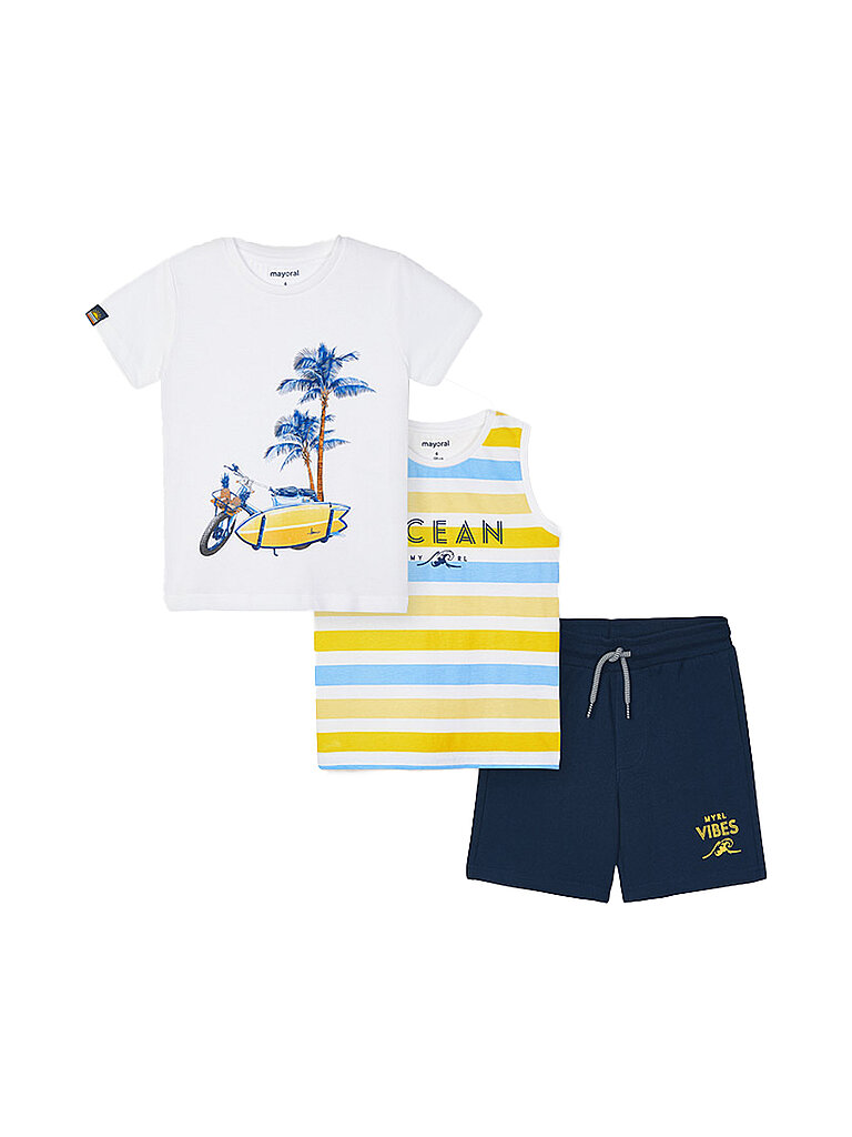 MAYORAL Jungen Set - Short, T Shirt und Tank Top gelb | 104