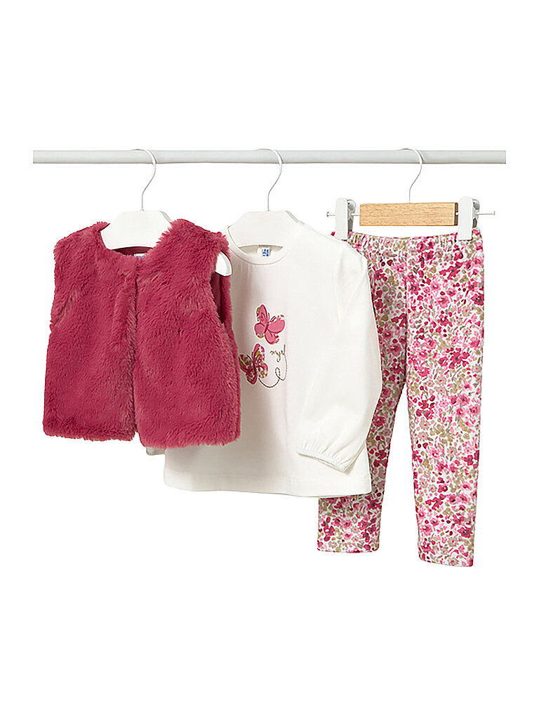 MAYORAL Baby Set 3-teilig Langarmshirt, Gilet und Leggings beere | 80