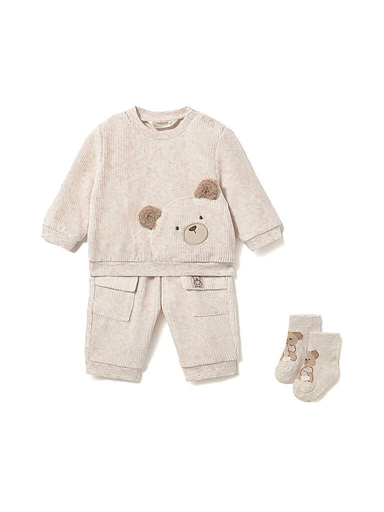 MAYORAL Baby Set 3-teilig Pullover, Hose und Socken beige | 62