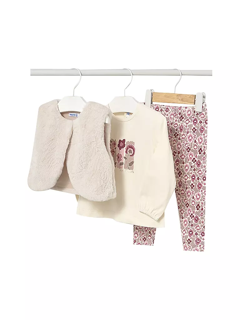 MAYORAL | Baby Set 3-teilig Gilet, Langarmshirt und Leggings | rosa