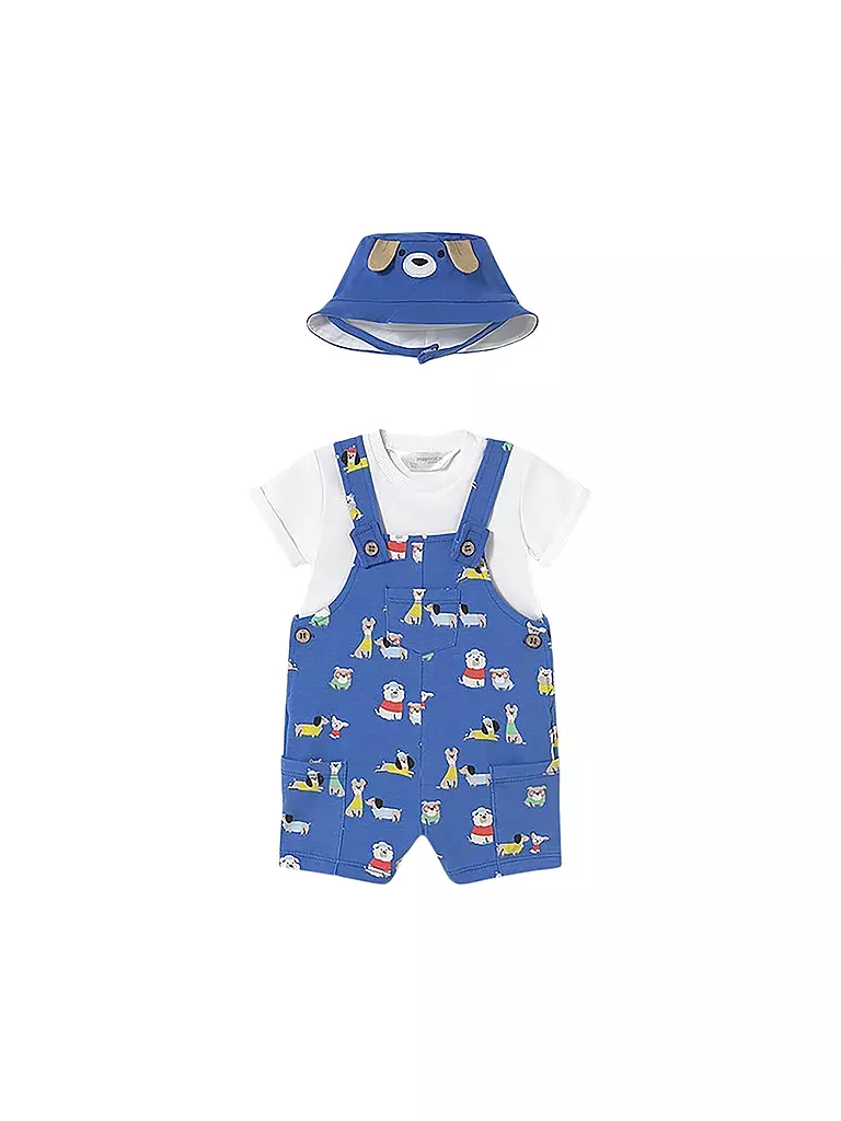 MAYORAL | Baby Set 3-teilig T-Shirt, Latzhose und Mütze | blau